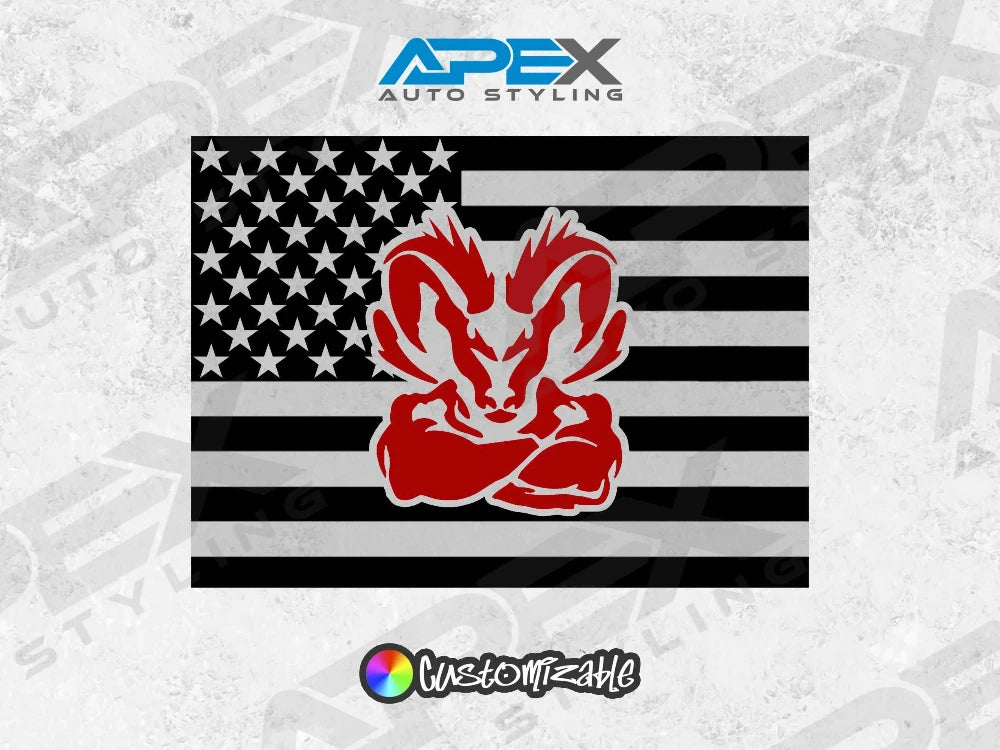 2009+ RAM Rear Sliding Window Decals - Flexing RAM Logo – Apex