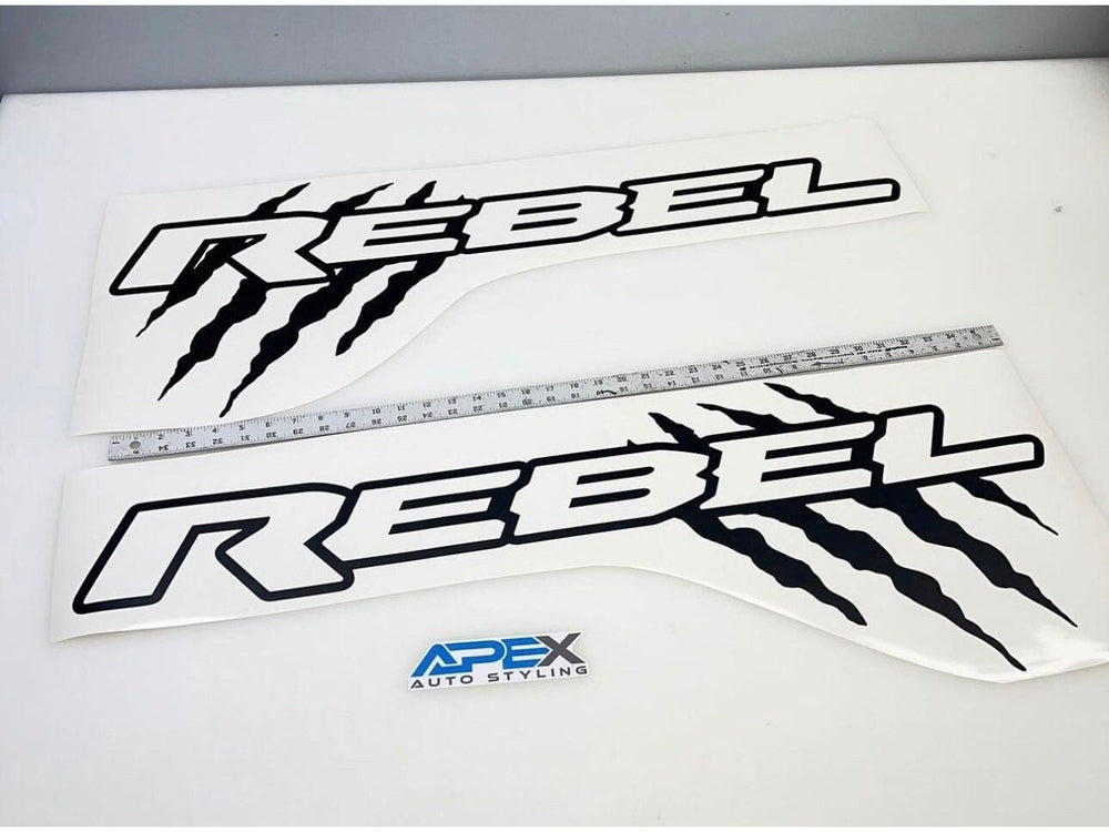 Rebel Racing Decals RAM Rebel Bedside Decals - Rebel Logo + Claw Marks – Apex Auto Styling