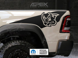 RAM RHO Ignition Style Bedside Decals - Rhino Head Cutout Logo