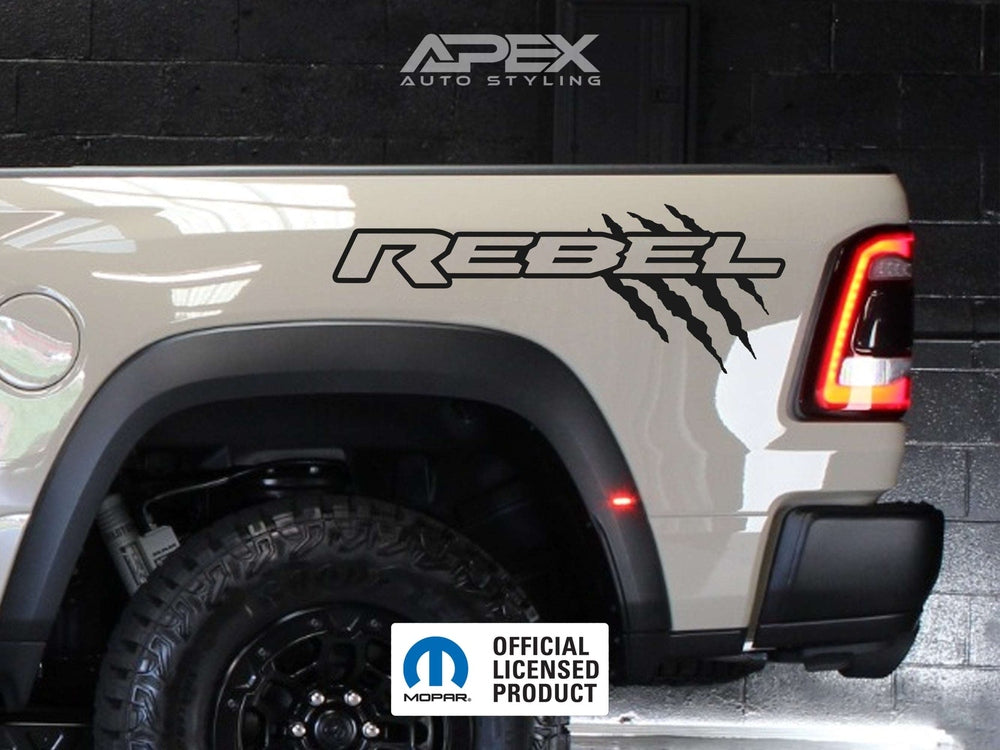 Rebel Racing Decals RAM Rebel Bedside Decals - Rebel Logo + Claw Marks – Apex Auto Styling
