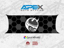Load image into Gallery viewer, Challenger taillight divider decal with Demon Bee logo, featuring hexagonal pattern and customizable options, displayed with Apex Auto Styling branding and official licensing symbols