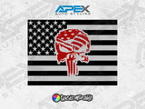 2009+ RAM Rear Sliding Window Decals - Punisher Flag Logo