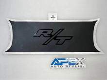 Load image into Gallery viewer, Dodge Challenger taillight divider decal with R/T logo in black, showcasing custom design option for vehicle styling. Apex Auto Styling branding visible.