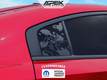 Load image into Gallery viewer, Red Dodge Charger with custom R/T logo quarter window decal, showcasing Apex Auto Styling&#39;s customizable product for 2011-2023 models