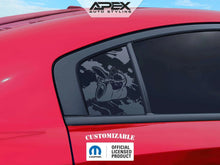 Load image into Gallery viewer, Red Dodge Charger with custom quarter window decal featuring Scat Pack logo in black, showcasing Apex Auto Styling product for 2011-2023 models