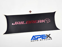 Load image into Gallery viewer, Challenger taillight divider decal featuring Jailbreak Hellcat logo in red on black background, with Apex Auto Styling branding below. Customizable vinyl accessory for 2015+ Dodge Challenger models, offering protection and style enhancement.