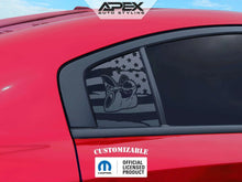 Load image into Gallery viewer, Red Dodge Charger with custom quarter window decal featuring Scat Pack logo and American flag design, showcasing Apex Auto Styling&#39;s customizable product for 2011-2023 models