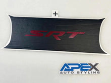 Load image into Gallery viewer, Customizable black Dodge Challenger taillight divider decal with red SRT logo, showcasing various design options and Apex Auto Styling branding