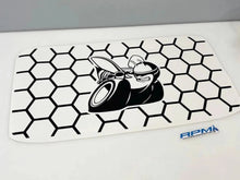 Load image into Gallery viewer, Matte black Challenger scat pack logo sunroof decal with honeycomb background