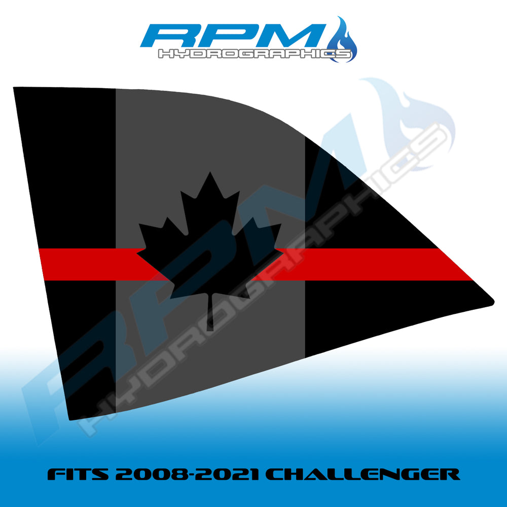 2008+ Dodge Challenger Quarter Window Decals - Police/Fire Canadian Flags