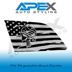 2011-2021 Grand Cherokee Quarter Window Decals - Punisher Logo
