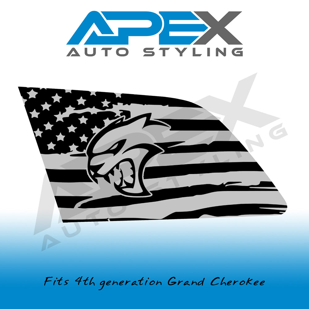 2018-2021 Grand Cherokee Quarter Window Decals - Hellcat Logo Large