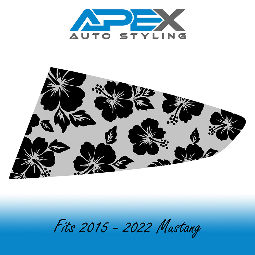 15-22 Mustang Quarter Window Decals - Floral Pattern