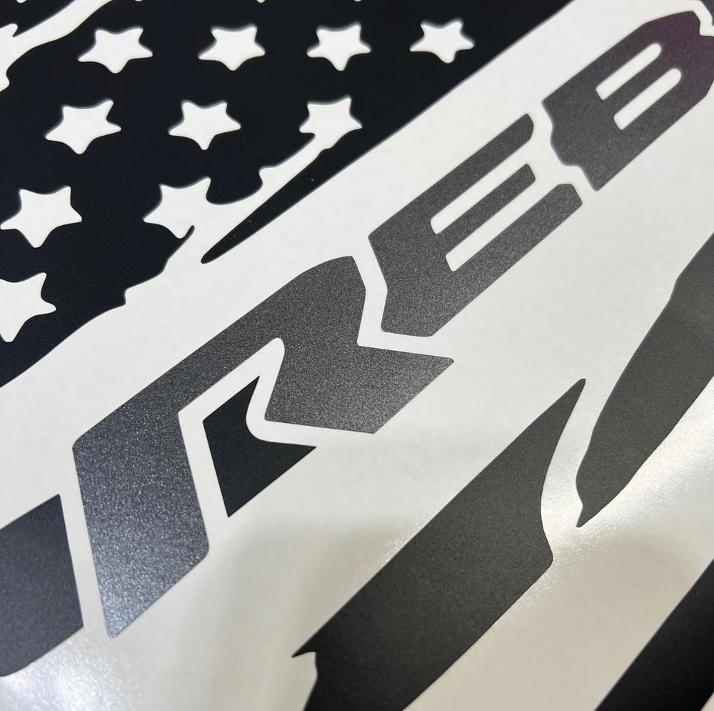 2009+ RAM Rear Sliding Window Decals - Rebel Logo (Multiple Styles)